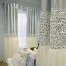 Romantic Korean Style Custom Made Luxury Princess Curtain High Quality Embroidery Gauze Curtains Living Room Cortinas with Lace