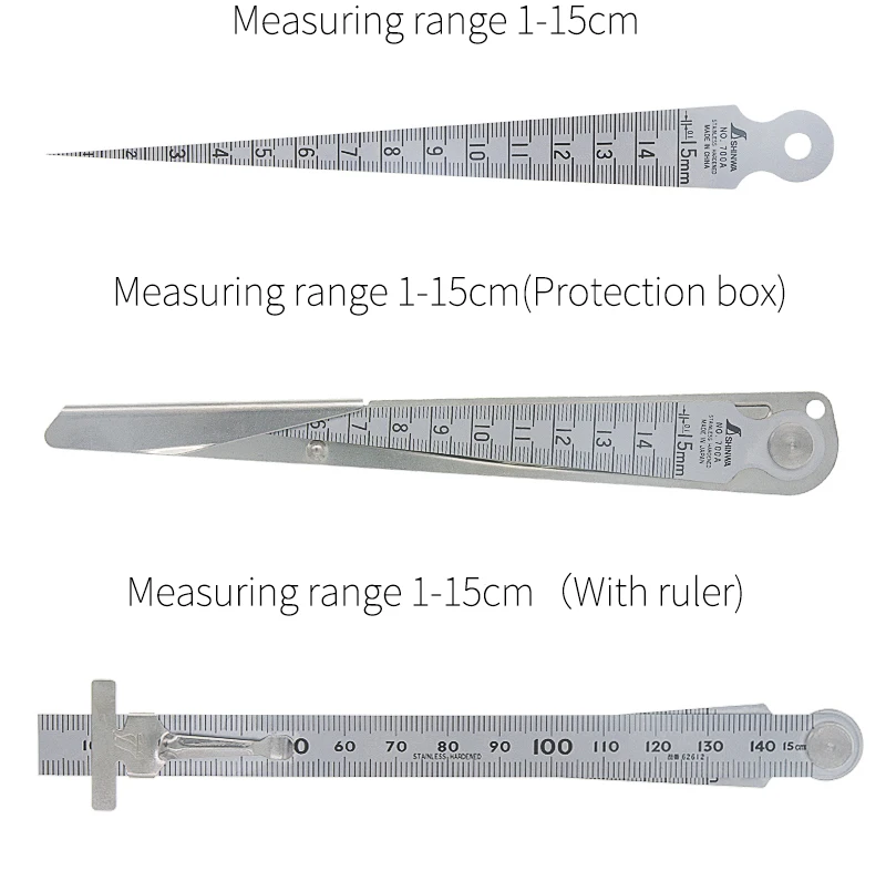 SHINWA Gap Wedge Feeler Stainless Steel hole Ruler Aperture Gauge Tapered ruler inner diameter ruler