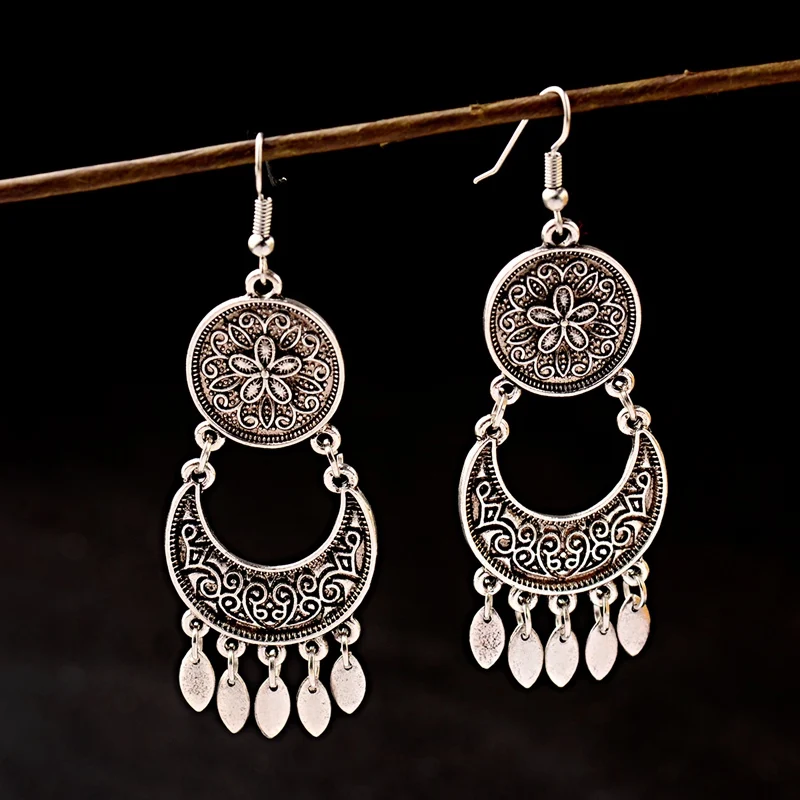 Женские серьги кисточки серебряного цвета в стиле ретро Jhumka Jhumki винтажные