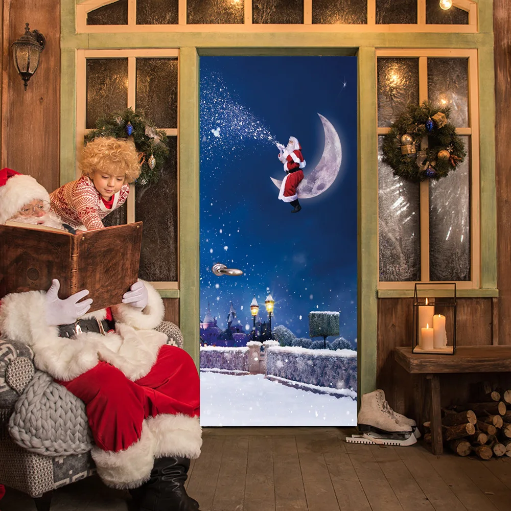 

2 Pcs/Set 3D Creative door Stickers DIY Mural Bedroom Home door Decor Poster PVC Waterproof Door Sticker Imitation