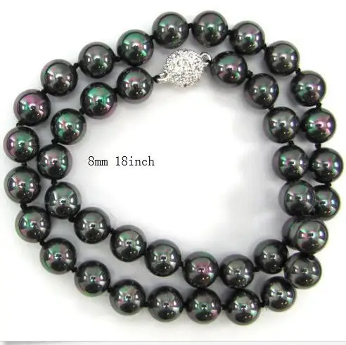 

Necklace Long18inch 8mm White Shell Pearl Round Beads