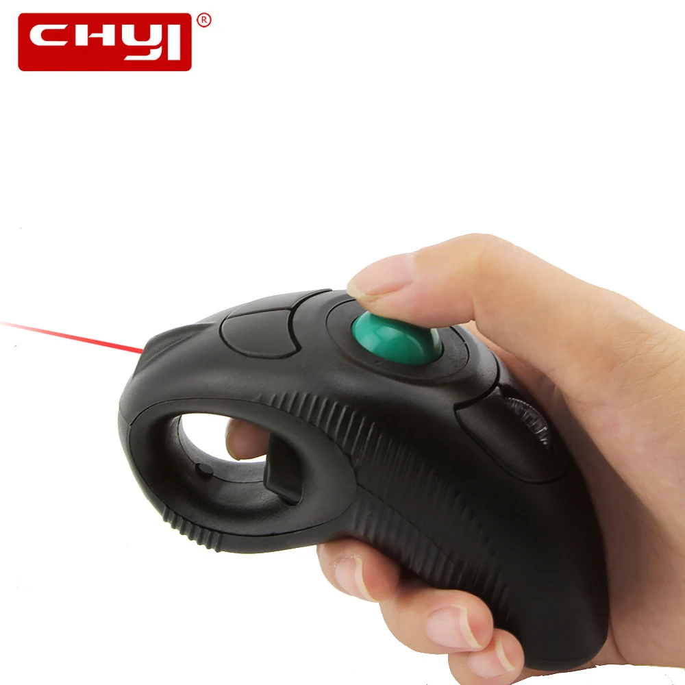 CHYI Wireless Trackball Mouse Ergonomic 2.4G 1000DPI Handheld Mouse