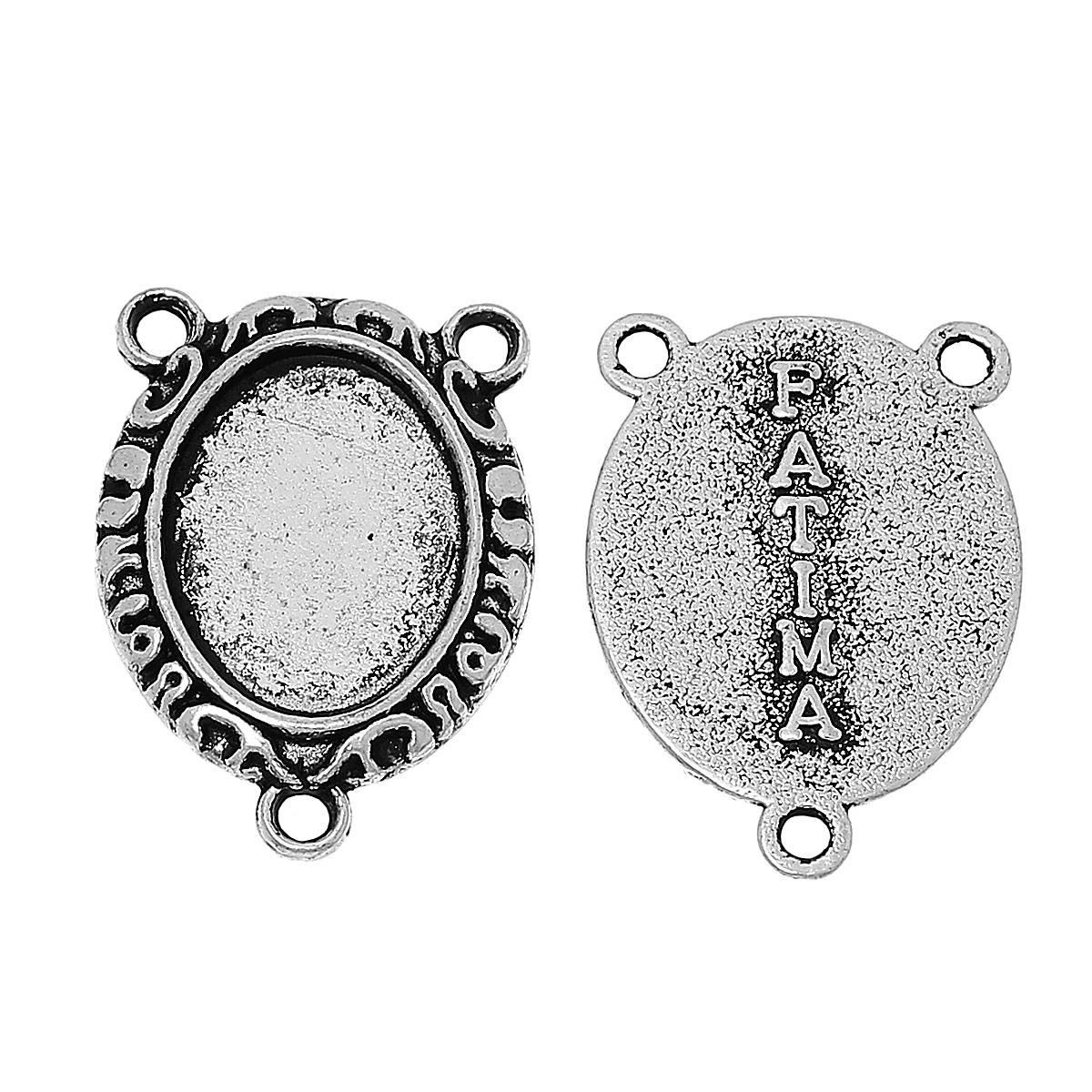 DoreenBeads разъемы из цинкового сплава Овальные античные серебристый цвет кабошоны