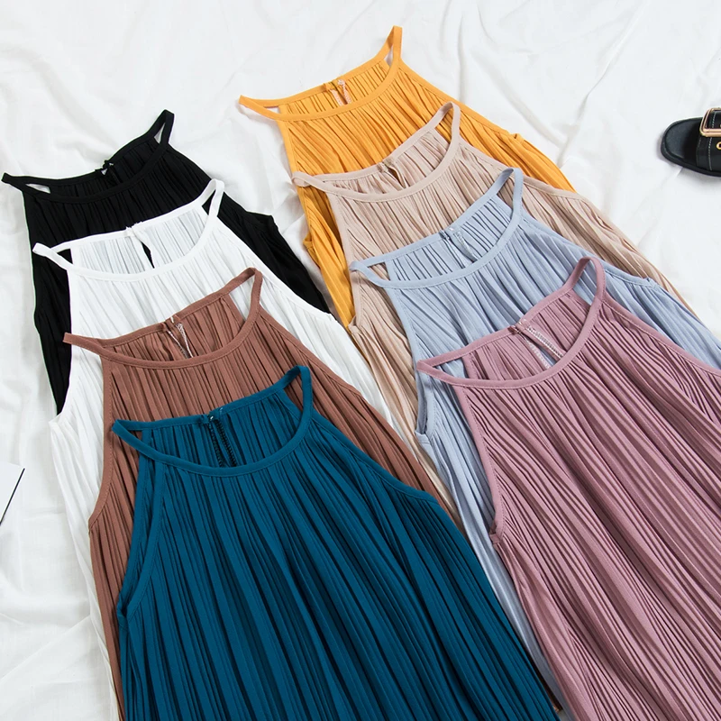 

2019 Womens Elegant Sleeveless Halter Chiffon Tops Blouses Vintage Boho Summer Beach Shirts Backless Slim Blusas Mujer