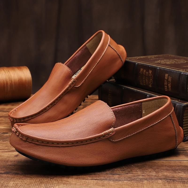 

Thestron Fashion Shoes Men Large Size 45 46 47 48 Driving Male Leather Shoes Luxury Mens Slip-On Shoes Black Brown 2019 Brand