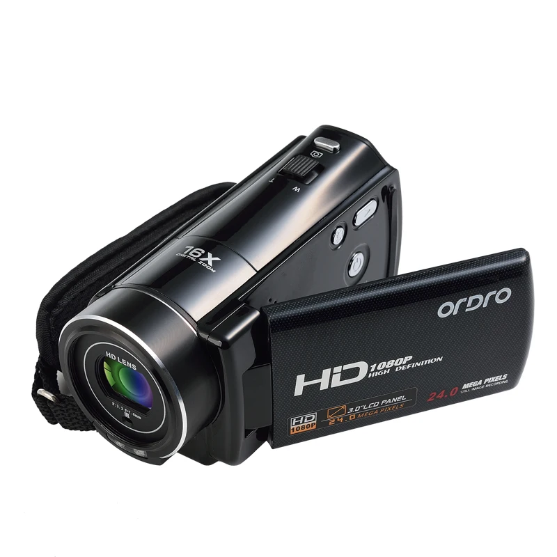 Ordro V7 домашняя Цифровая видеокамера HD 1080P 24MP с вращающимся ЖК-экраном