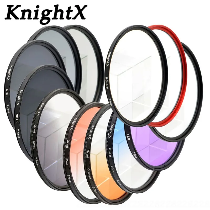 Фильтр объектива KnightX 49 мм 52 58 67 72 77 градиентный синий небесно голубой фильтр UV FLD
