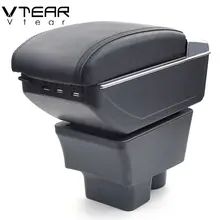 Vtear для Skoda Rapid armrest box usb зарядка повышение двойной слой центральный магазин содержание Подстаканник Пепельница Аксессуары 13-18