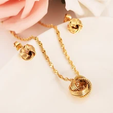 Ожерелье наборы женский подарок оптом золотой цвет бальный ожерелье, серьги-пуссеты Кулон Ювелирные наборы подарки аксессуары Шарм