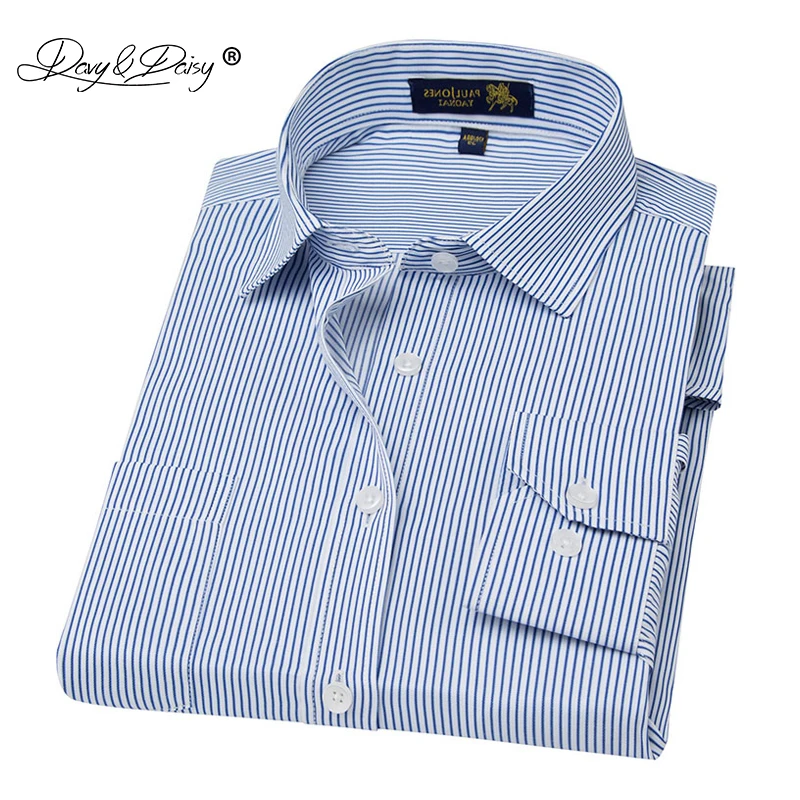 

DAVYDAISY New Arrival Autumn Men Shirt Long Sleeved Striped Dress Shirts Male Formal Business Shirts 13 Colors DS161