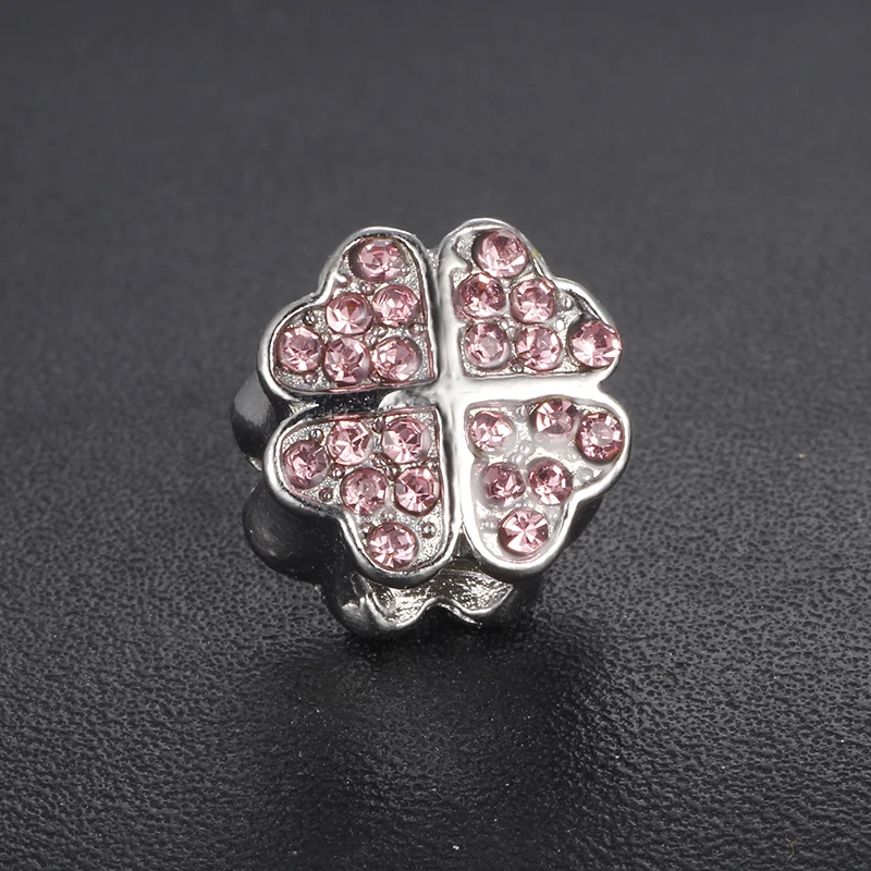 

SPINNER Clover Petals of love clip Charm Beads Fit Pandora Bracelet With Clear CZ DIY Jewelry Accessories