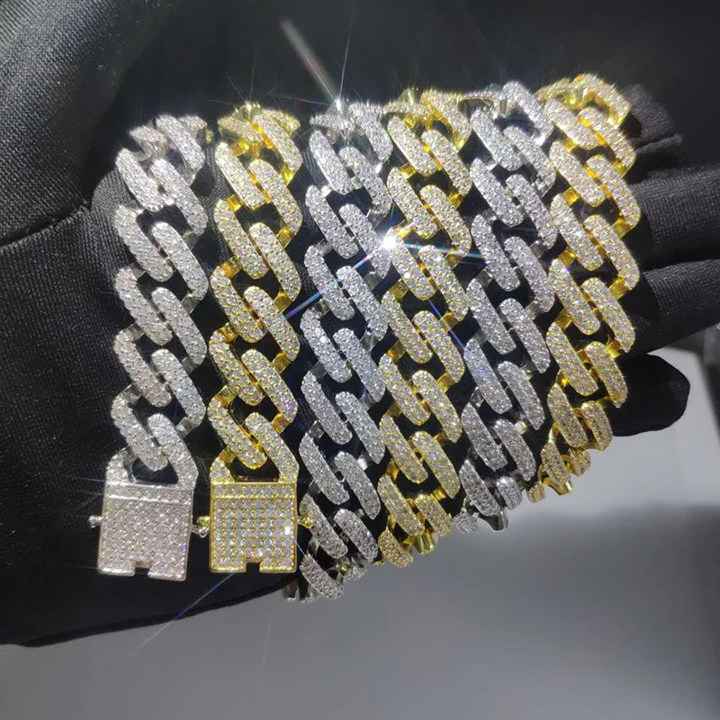 

Hip Hop Micro Paved CZ Cubic Zirconia Gold Silver Cuban Miami Link Chain Necklaces for Men Rapper Jewelry 13.5mm 18"-24