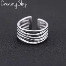 Свадебных ювелирных изделий 925 пробы серебряные большие кольца для женщин в стиле Панк Роскошные регулируемые размеры массивные кольца