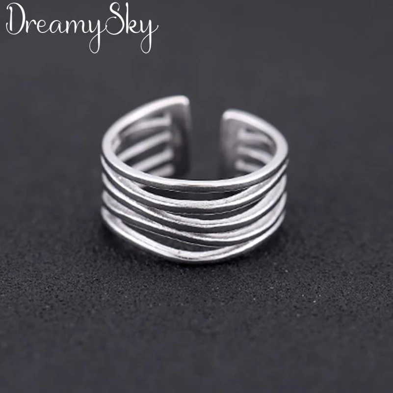 

Wholesale Wedding Jewelry 925 Sterling Silver Large Rings For Women Punk Style Luxury Adjustable Size Statement Ring