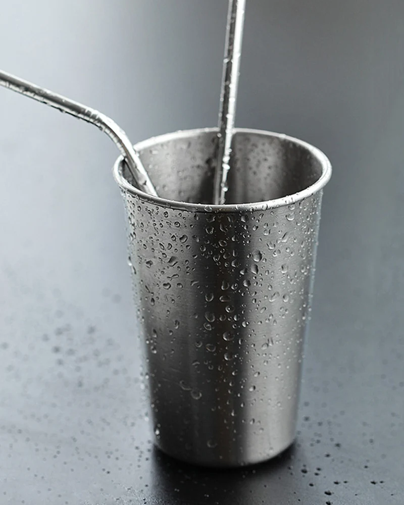 2pcs Stainless Steel Pint Cups Water Tumbler Large Beer Cup Iced Tea Coffee Mug 475ml Steel Cups for Kids Home Outdoor Drinkware