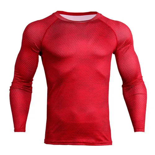 Компрессионная футболка мужская с длинным рукавом Футболка s тонкая быстросохнущая упражнения тренировка одежда футболка толстовка - Цвет: red