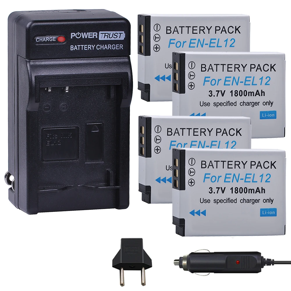 4x1800 mAh EN EL12 ENEL12 камера батарея + зарядное устройство для Nikon Coolpix AW100 AW110 AW120 S9500 S9300