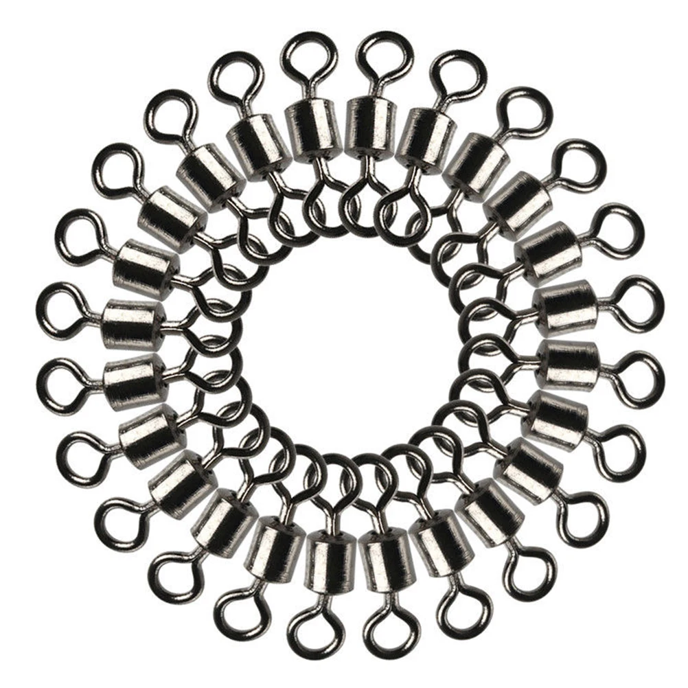

100Pcs Stainless steel Fishing Swivels Rolling Swivel Connector with Ball Bearing Solid Rings 4#/6#/8#/12#
