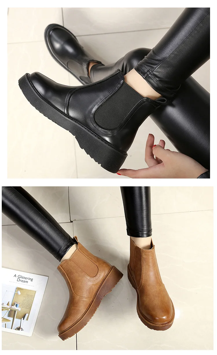 Зимние ботинки; женские ботинки «Челси»; обувь на платформе; женские ботинки; черные ботинки на низком каблуке; женские ботинки; botas mujer; ghn78