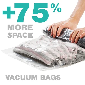 

Hand Rolling Vacuum Bag Storage Home Organizer Transparent Foldable Clothes Organizer Seal Compressed Saving Space Package