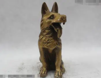 

Free shipping S03137 9"Chinese Folk Pure Bronze Lucky excellent Lifelike beautiful Dog Statue