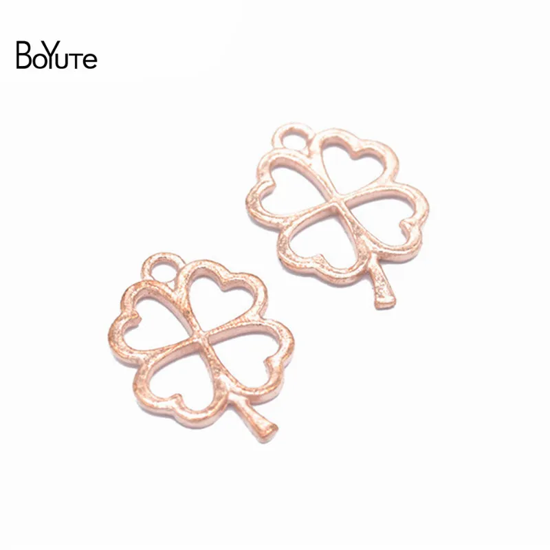 BoYuTe (100 PiecesLot) 2417MM 6 Colors Zinc Alloy Clover Lucky Flower Charms Pendants Diy Jewelry Findings Accessories (4)
