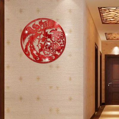 

Chinese Style Phonix Acrylic Mirror Surface DIY 3D Wall Sticker Baby's Room Nursery Mural Decor Home Decoration Gift for Kids