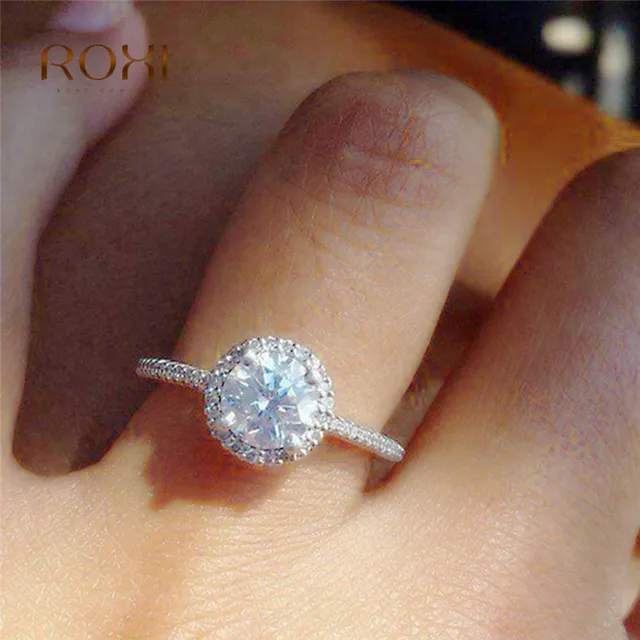 Fashion Silver Rose Gold Rings for Women Round Cut Clear CZ Zirconia Crystal Rhinestones Wedding Bridal Ring Jewelry 2018 Z4