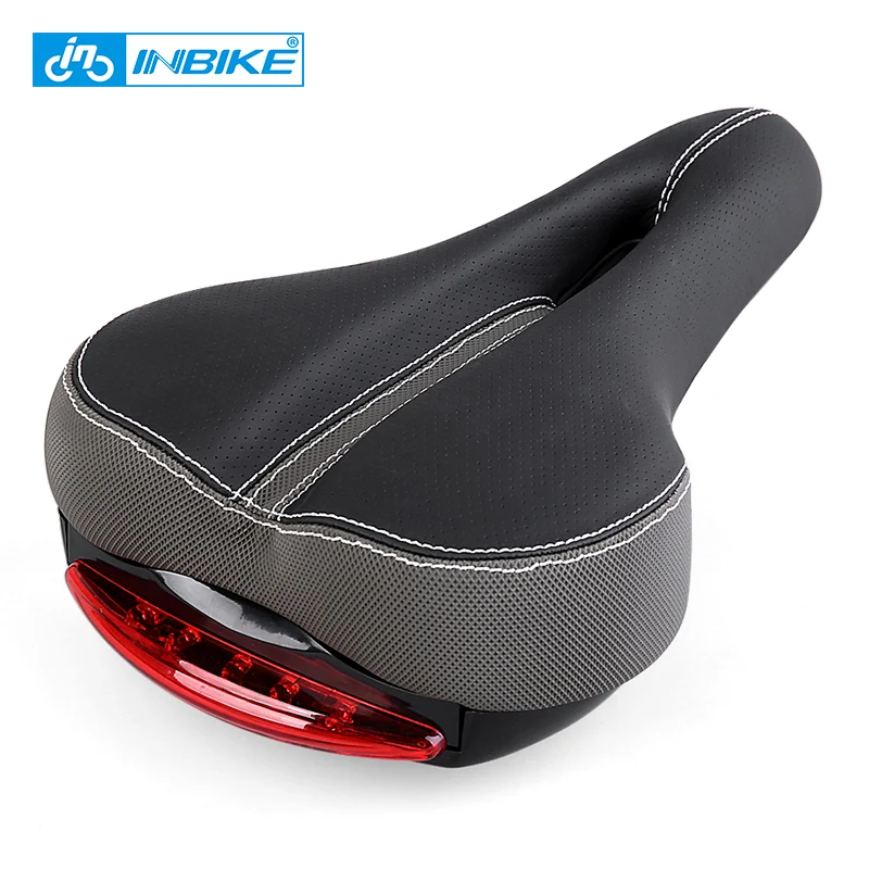 

INBIKE Bicycle Saddle with Tail Light Thicken Sponge Pad Cushion Road Bike Seat Shock resistant MTB Saddle Bike Parts AN040001