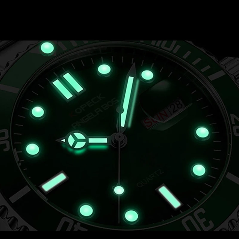 Новинка, мужские часы, кварцевые, роскошные, с двойным календарем, с датой, светящиеся, водонепроницаемые, военные, для дайвинга, полностью стальные, деловые часы, 8018 г