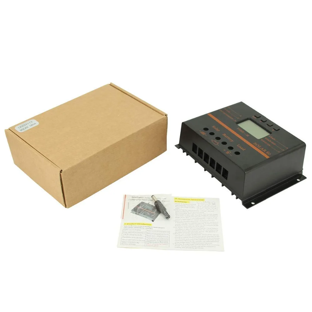 Controlador de Carga Bateria com 5 Powmr Solar 12 v 24 Display Lcd pv Usb Carregador Regulador 1920 w S60 S80 50a 60a 80a Pwm 11 lcd pv bateria com 5 v usb