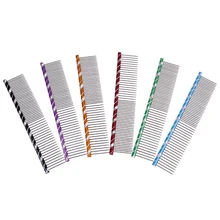 16 см расческа для ухода за собакой яркая разноцветная Расческа для груминга в полоску для лохматых кошек собак парикмахерский инструмент для ухода