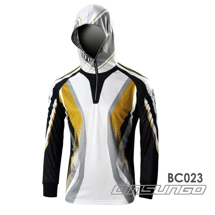Hooded Sport Fishing Wear sunscreen long sleeve  protect uv shirt clothes breathable wicking moisture easy fishing shirt BC023
