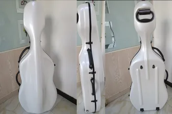 

white composite carbon fiber cello hard case 3/4 w/ wheells/shoulder girdle