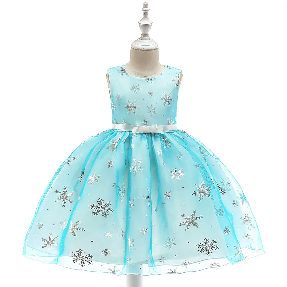 Летнее платье для девочек; платье принцессы со снежинками для маленьких девочек; Рождественская одежда; свадебные платья