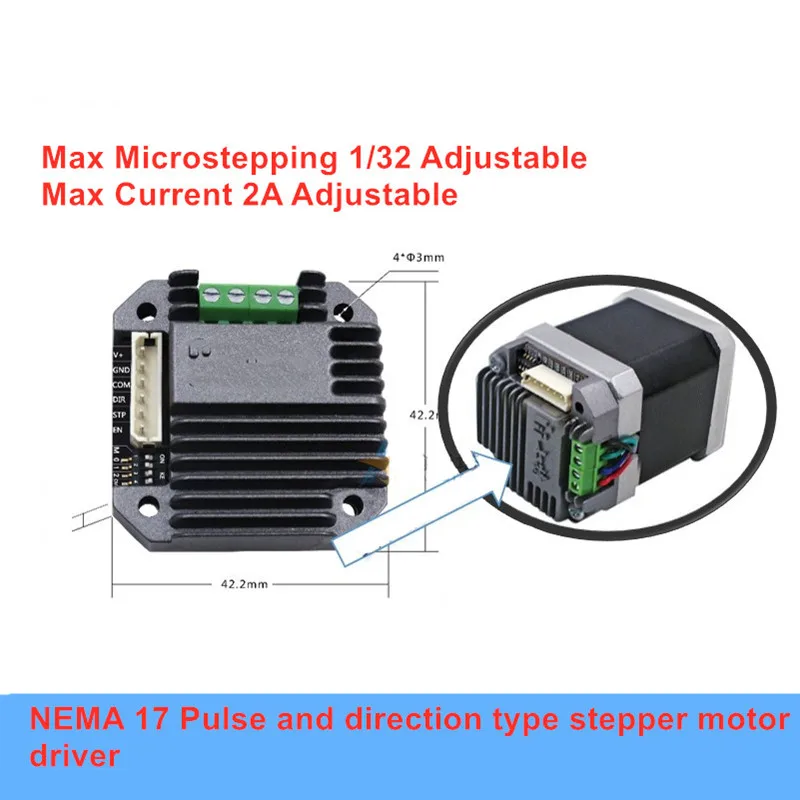 Nema 17 интегрированный мотор драйвер 42 Шаговый двигатель одна машина драйвер DC11V-DC28V/2A рекомендуемый DC24V 4,8