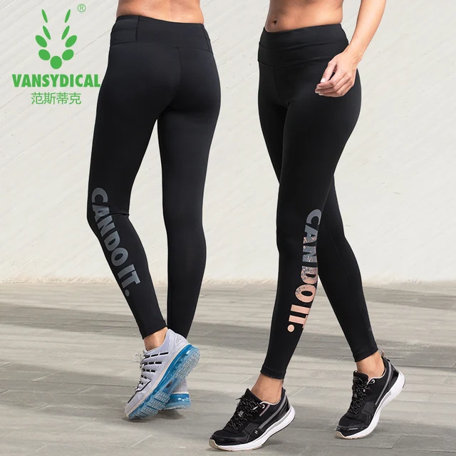 2017 Sale Sports Tights Women Bronzing Letters Stretch Quick-drying Yoga Trousers Running Compression Pants Fitness Gym Female