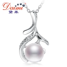 DAIMI Tree Pendant Necklace 7-8mm White Freshwater Pearl Pendant 925 Sterling Silver Fine Jewelry 2017 Simple Style