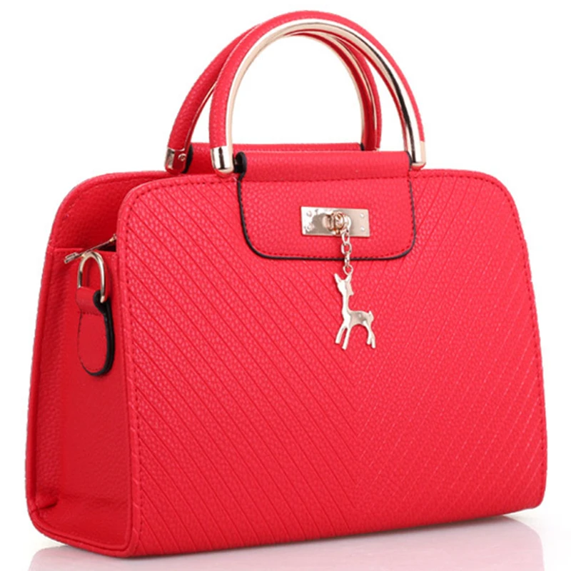 

BEAU-Fashion Handbag 2018 New Women Leather Bag Large Capacity Shoulder Bags Casual Tote Simple Top-handle Hand Bags Deer Deco