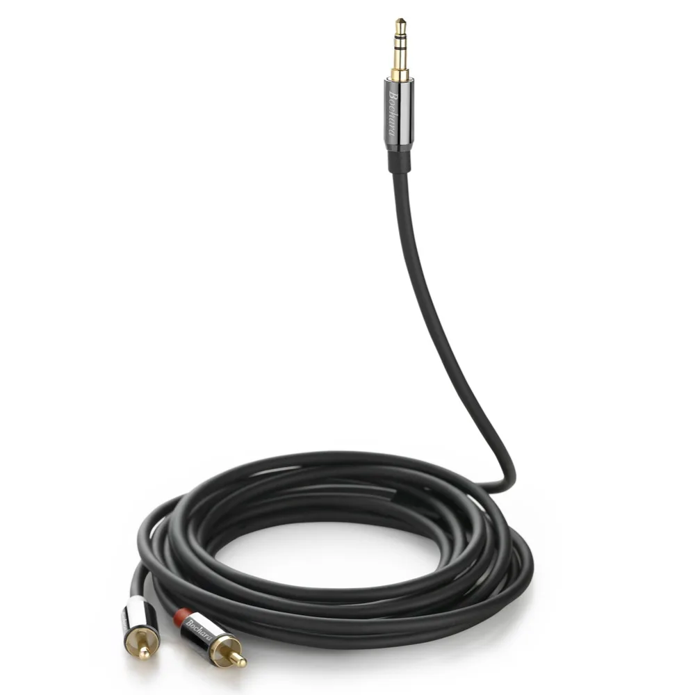 Bochara 3.5mm Stereo Jack Male to 2RCA Male Audio Cable Foil+Braided Shielded For Speakers Amplifier 1.8m 3m 5m 10m 15m 20m Bochara 3.5mm Stereo Jack Male to 2RCA Male Audio Cable Foil+Braided Shielded For Speakers Amplifier 1.8m 3m 5m 10m 15m 20m