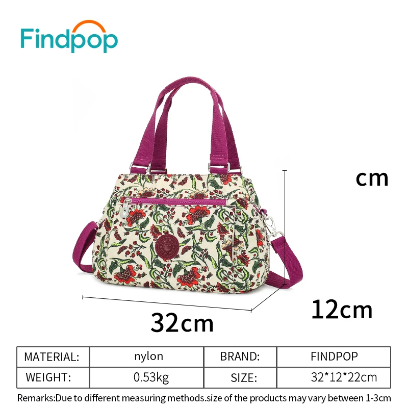 Findpop сумки с цветочным принтом Женская водонепроницаемая нейлоновая сумка через