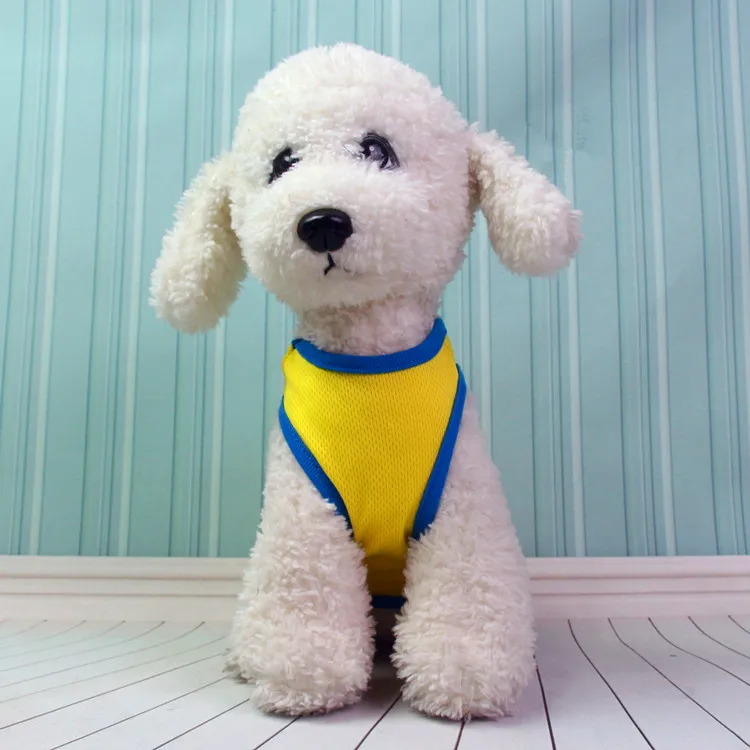 Летние хлопковые Pet жилет моющийся собаки жилет для маленьких Товары для собак цвет желтый, синий; размеры 34–43 Цвета доступны S-XXL