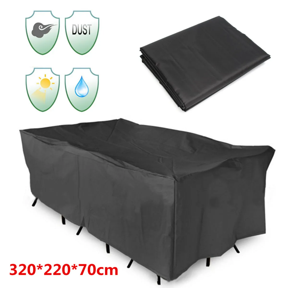 

Black Polyester Furniture Dustproof Cover For Rattan Table Cube Chair Sofa Waterproof Rain Garden Outdoor Patio Protective Case