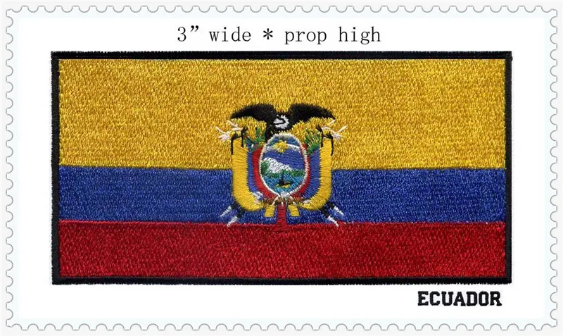 

3" wide Embroidery flag patch of ECUADOR iron on sewing