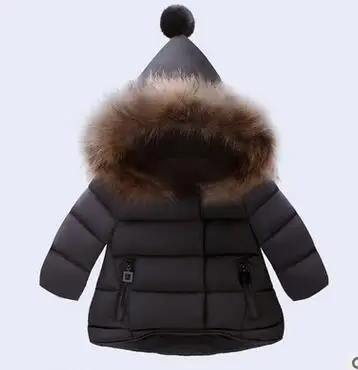Зимнее пальто для маленьких девочек Детская Толстая хлопковая стеганая куртка детское зимнее пальто с натуральным мехом очень милая верхняя одежда для малышей - Цвет: Черный