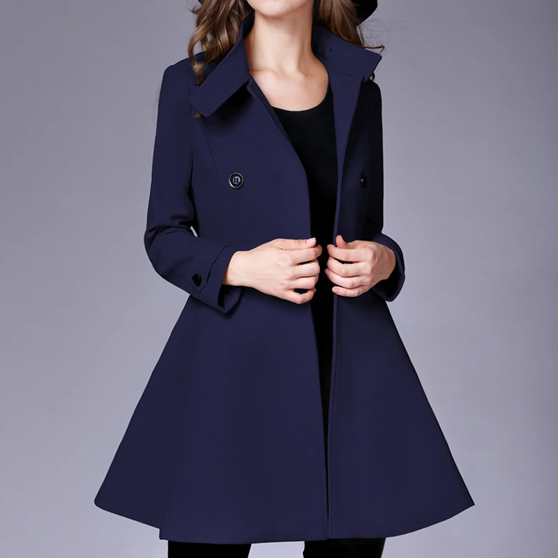 Элегантное женское пальто Модное Длинное манто для женщин воротник с лацканами длинный рукав воротник с лацканами модная женская длинная верхняя одежда красный верблюжий пальто - Цвет: royal blue