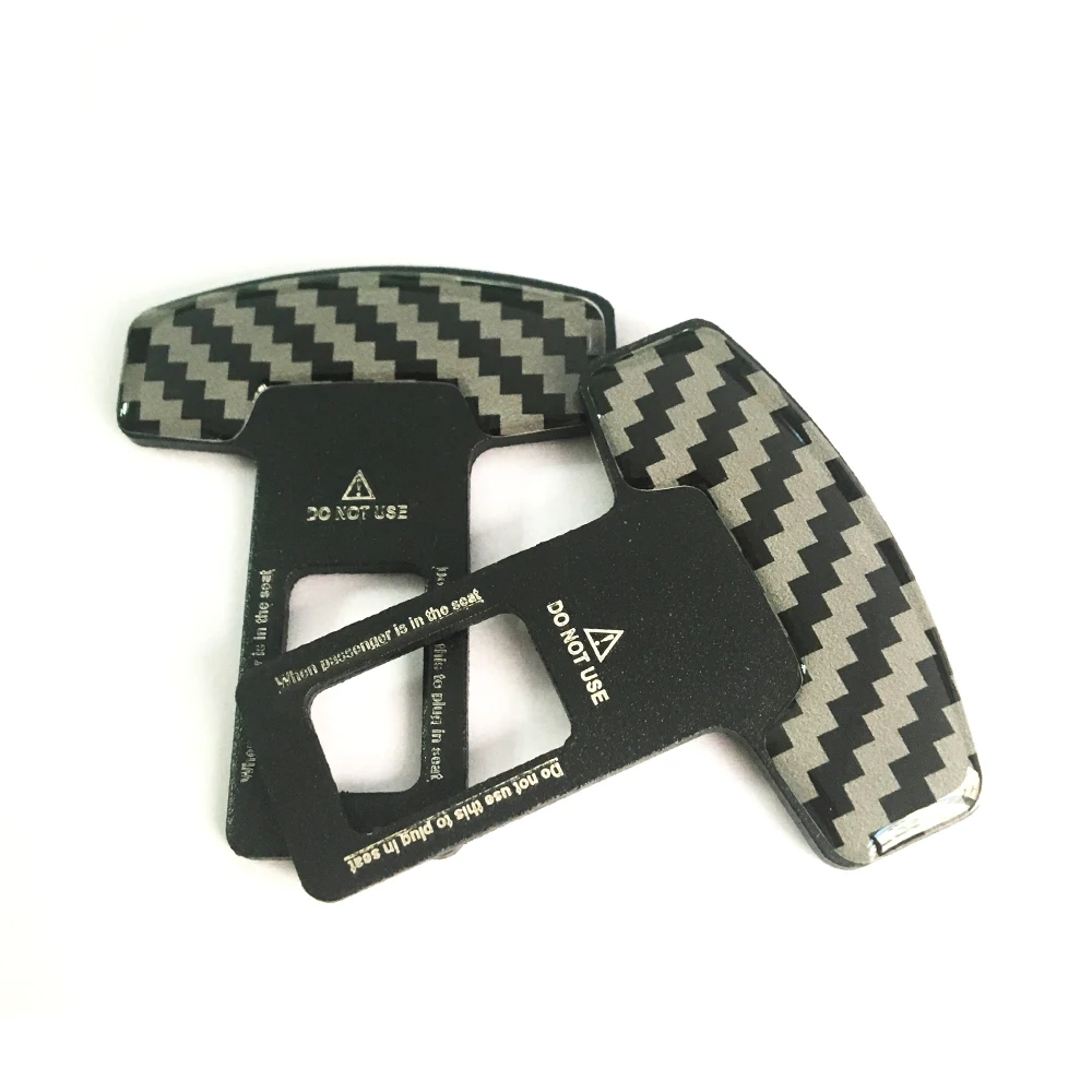 

2pcs universal car Safety Belt Buckles Real Carbon Fiber Trucks Car Seat Safty Belt Alarm Canceler Stopper