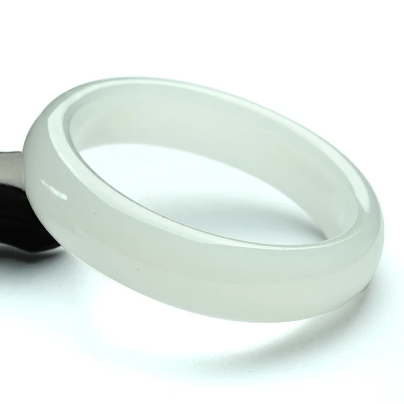 Natural Afghan white Jade Bracelet women's 53 64mm jade round bracelet