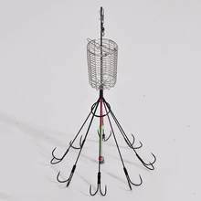 Carbon Steel Fishing Hook Set Hook Cluster Bomb Explosion Hook with Plastic Bait Holder Barbed Explosion Hook Baited cage A0043