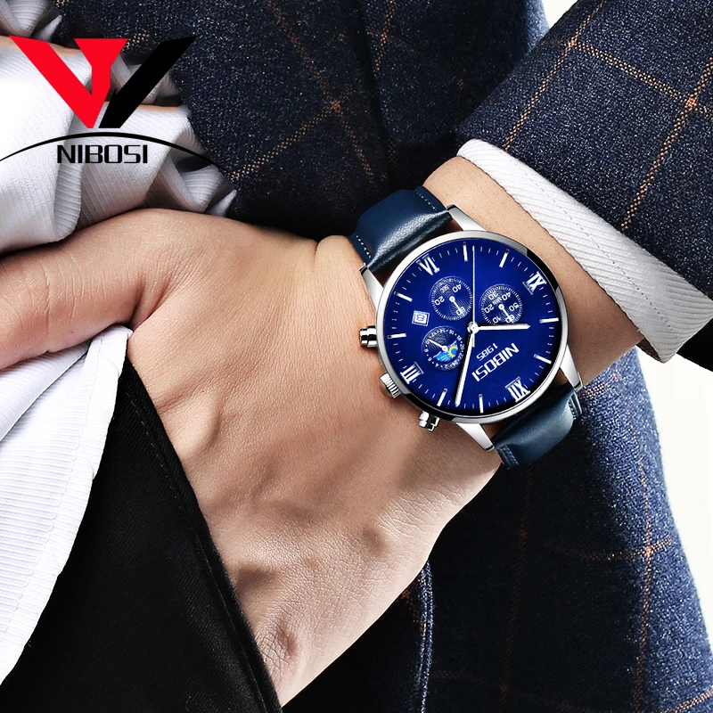 Montre Homme Marque De Luxe NIBOSI 2018 мужские часы брендовые роскошные кожаные